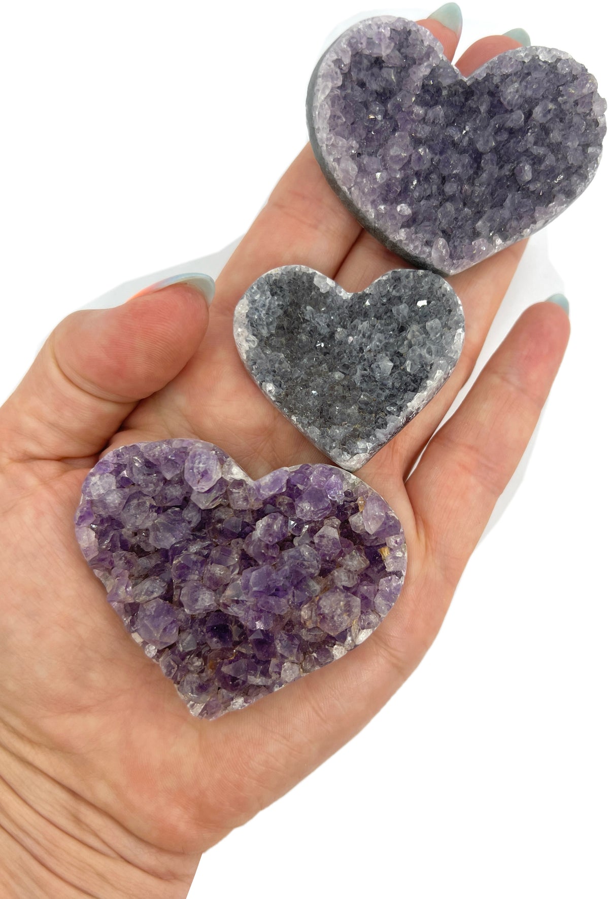Raw Amethyst Heart Bundle of 3