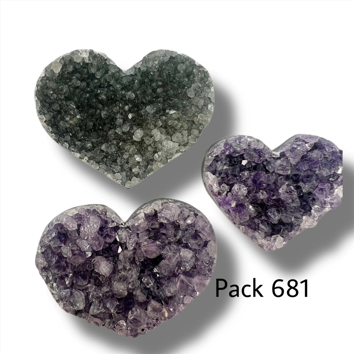 Raw Amethyst Heart Bundle of 3