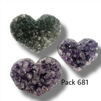 Raw Amethyst Heart Bundle of 3