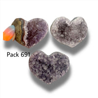 Raw Amethyst Heart Bundle of 3