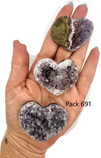 Raw Amethyst Heart Bundle of 3