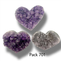 Raw Amethyst Heart Bundle of 3