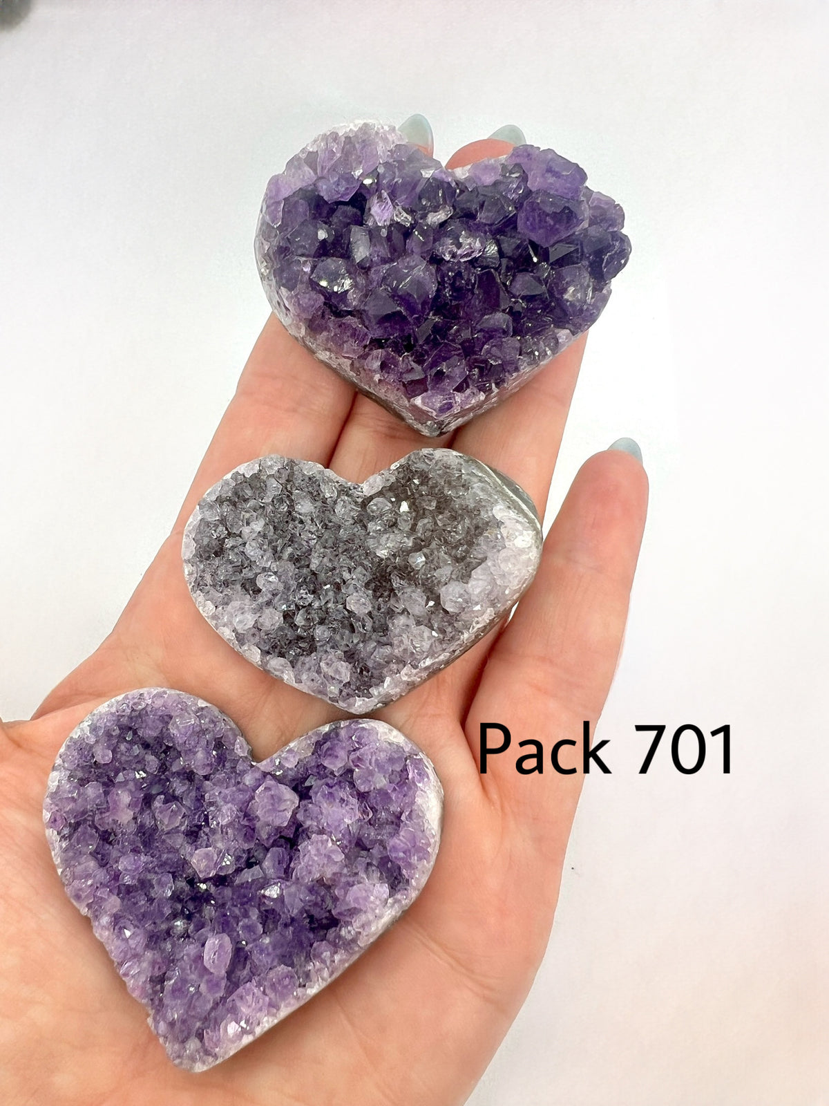 Raw Amethyst Heart Bundle of 3