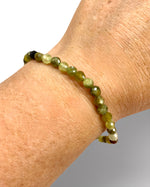 Faceted Prehnite Bracelet - AAA Grade 4mm