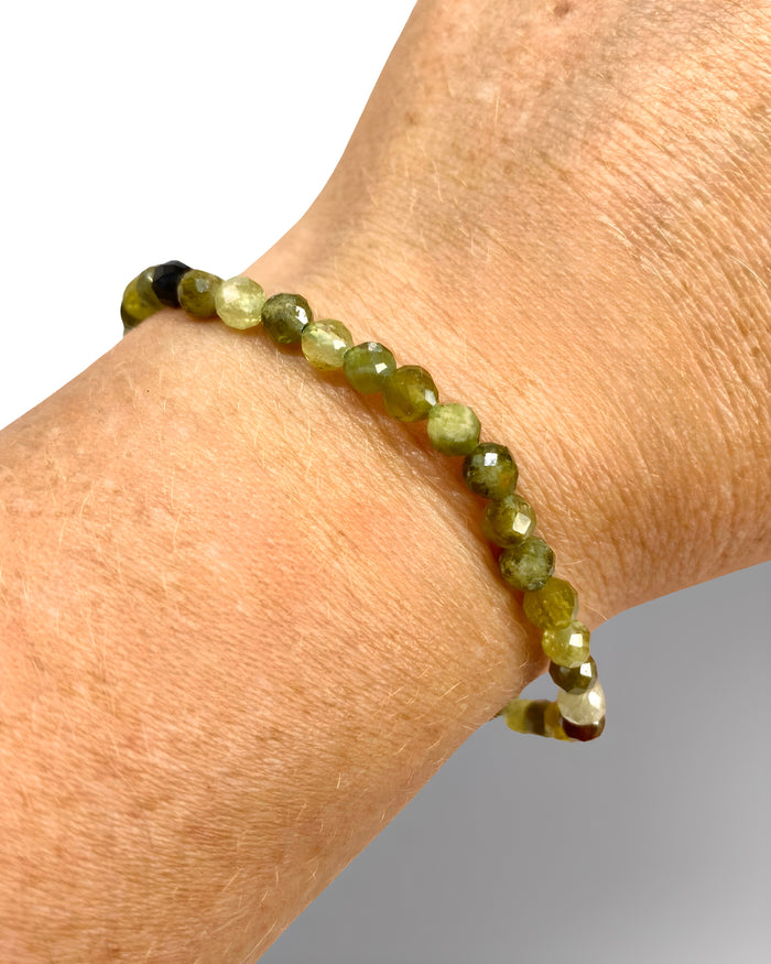 Faceted Prehnite Bracelet - AAA Grade 4mm