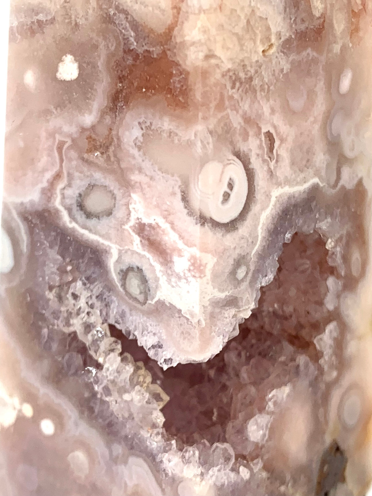 Flower Agate Obelisk with Amethyst Inclusions no. D957