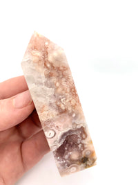 Flower Agate Obelisk with Amethyst Inclusions no. D957