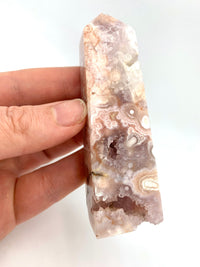 Flower Agate Obelisk with Amethyst Inclusions no. D957
