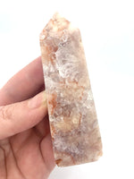 Flower Agate Obelisk with Amethyst Inclusions no. D958