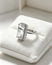 clear quartz rectangle ring silver