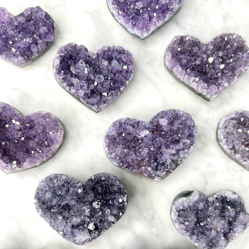 Purple Amethyst Heart pack of 3.
