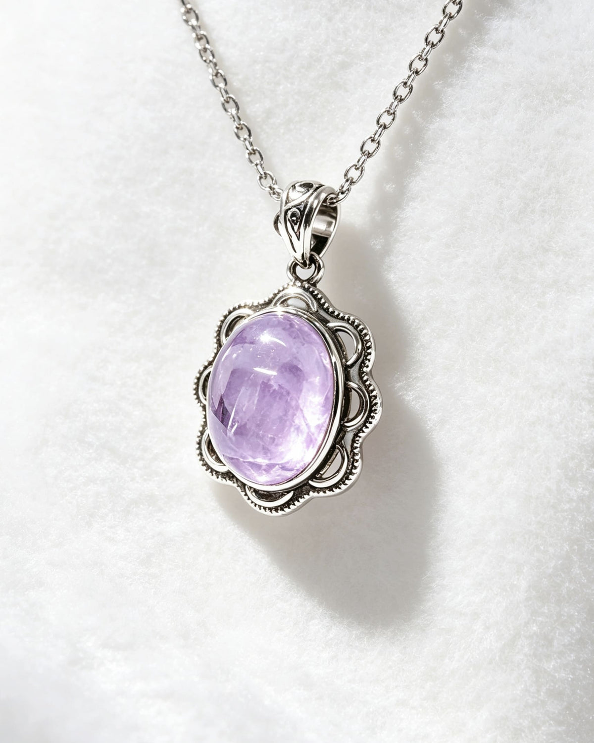 kunzite silver pendant