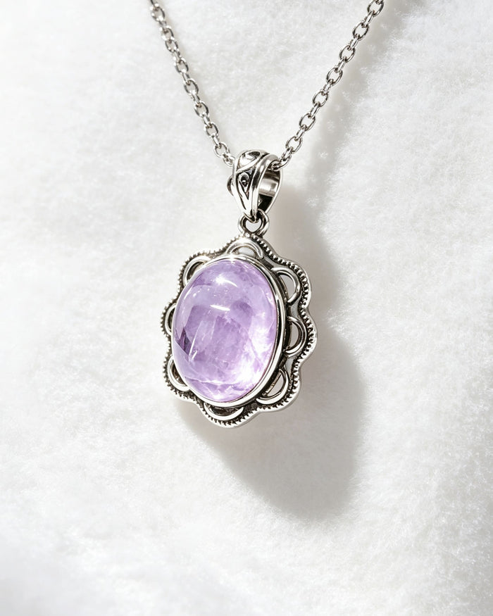 kunzite silver pendant