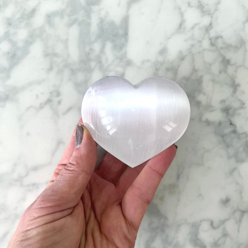 Selenite Heart Stone - The Cleansing Stone