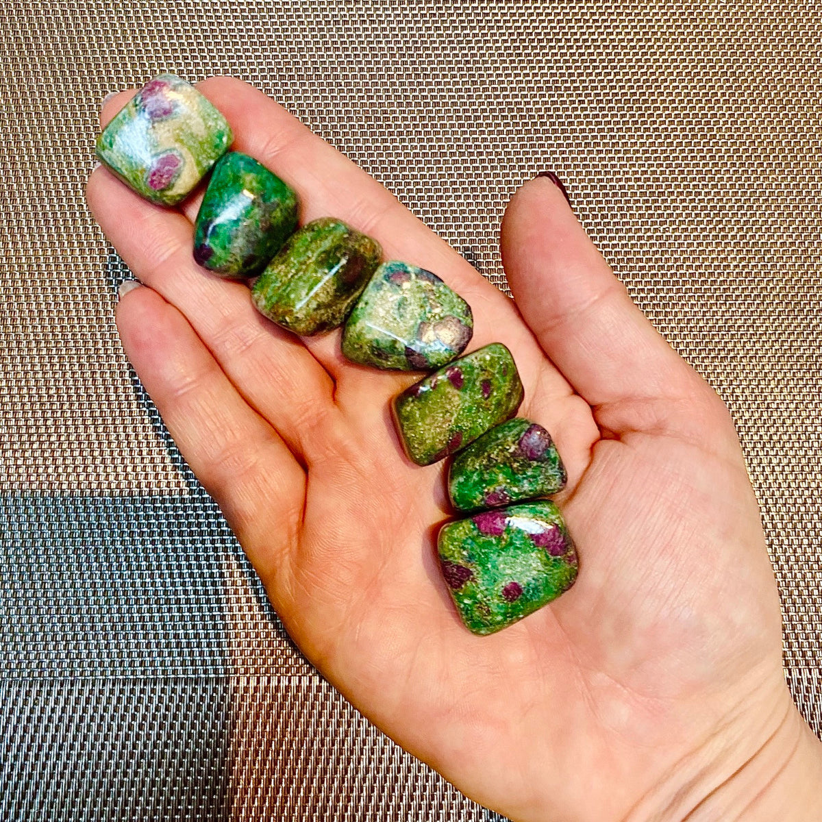 Ruby in Fuschite  Tumbled Stone - Third Eye To Heart Connector