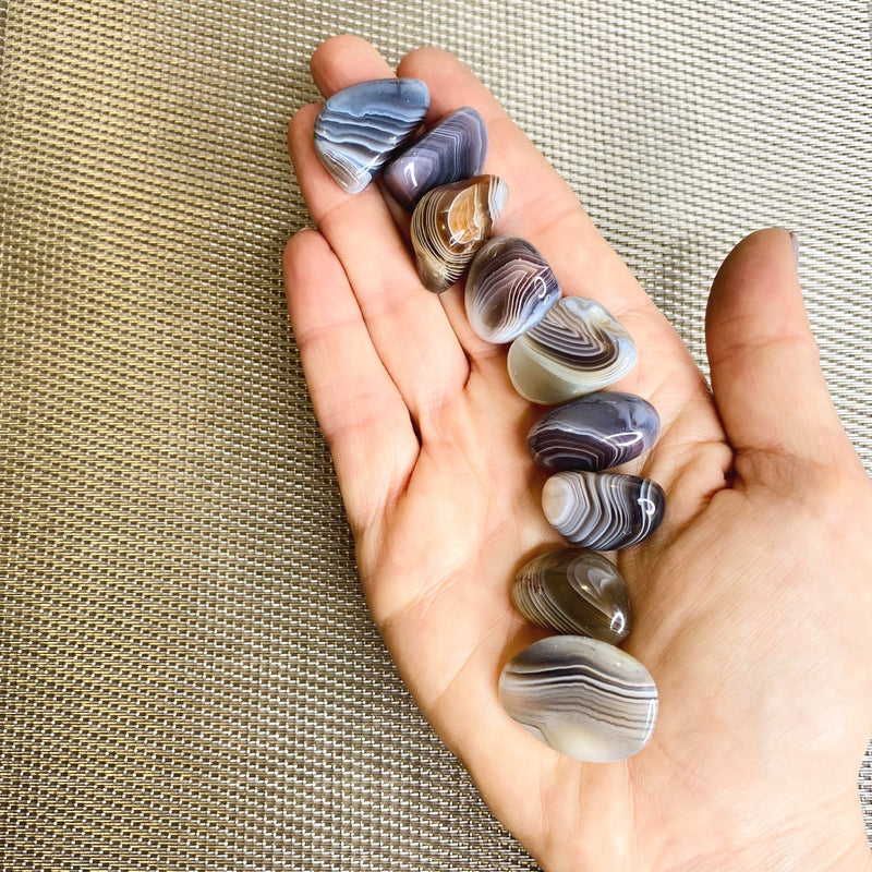 Grey Botswanan Agate Tumbled Stone