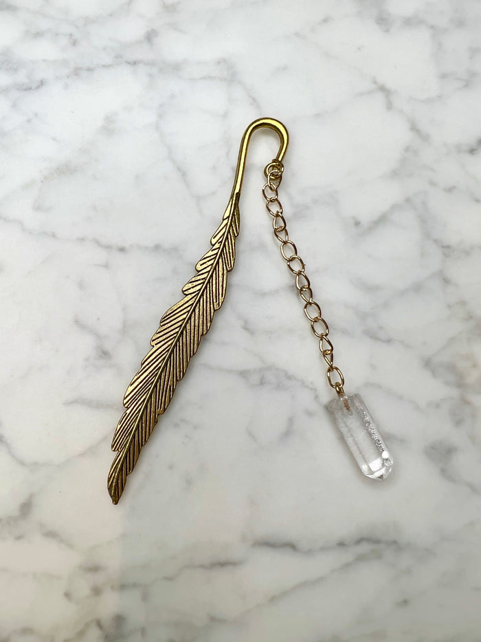 Feather & Clear Quartz Bookmark
