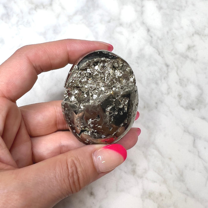 A Grade Pyrite Palm Stone - The Money Attractor Stone
