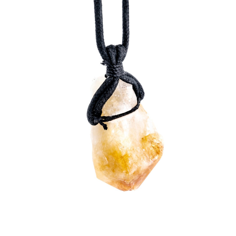Citrine Dragon Tooth Necklace On Rope Necklac