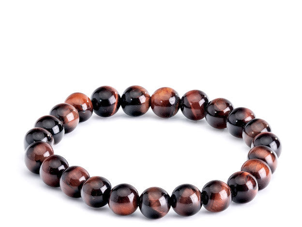Red Tiger Eye Round Bead Bracelet- The Stone of Passion