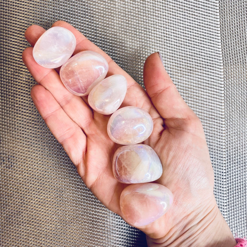 Aura Rose Quartz Tumbled Stone