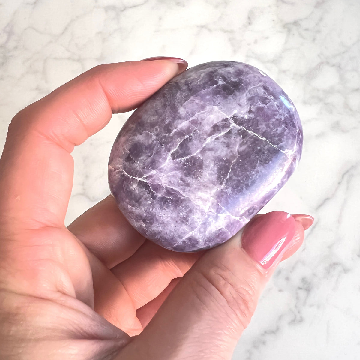 Lepidolite Palm Stone - The Activation Stone