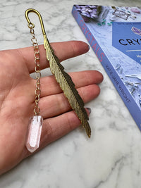 Feather & Clear Quartz Bookmark
