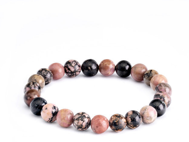 Rhodonite Round Bead Bracelet