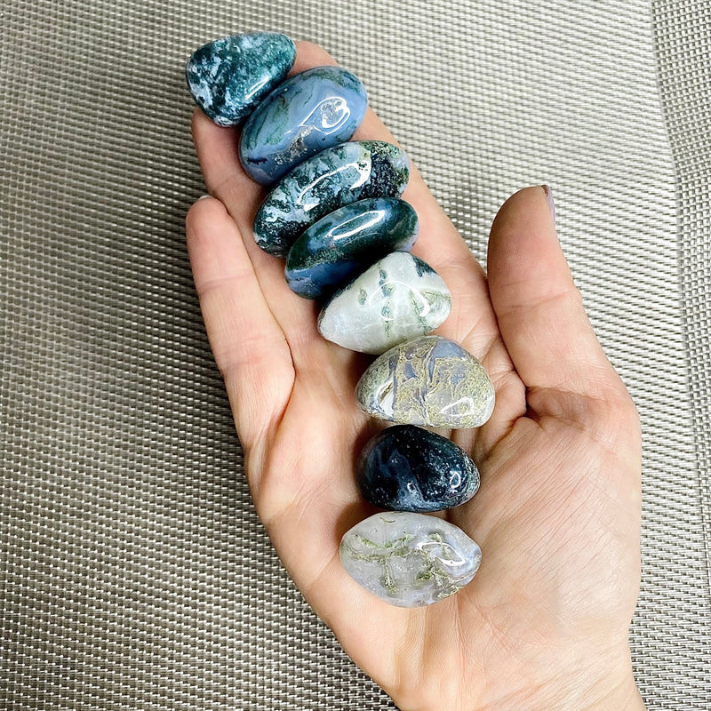 Moss Agate Tumble Stone - The stability stone