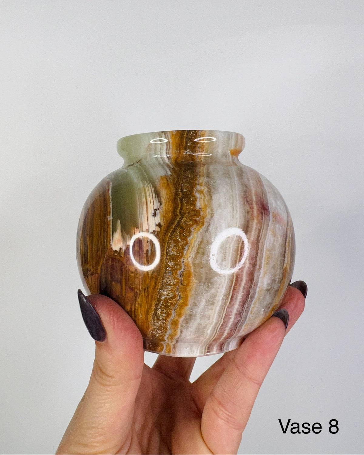 Round Green Onyx Vase No 8